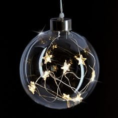 Solight LED vianočné gule sklenená, 10LED, 2x AA, IP20