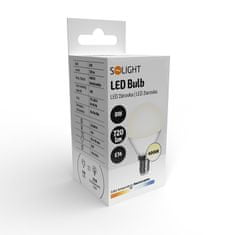 Solight LED žiarovka miniglobe matná P45 8W, E14, 4000K, 720lm