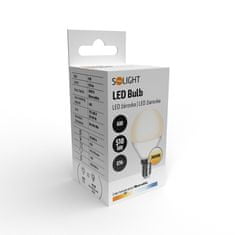 Solight LED žiarovka miniglobe matná P45 6W, E14, 3000K, 510lm