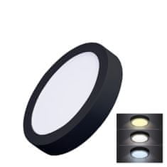 Solight LED mini panel CCT, prisadený, 12W, 900lm, 3000K, 4000K, 6000K, okrúhly čierny