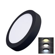 Solight LED mini panel CCT, prisadený, 18W, 1530lm, 3000K, 4000K, 6000K, okrúhly čierny