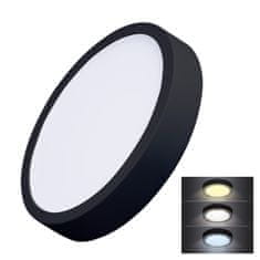 Solight LED mini panel CCT, prisadený, 24W, 1800lm, 3000K, 4000K, 6000K, okrúhly čierny