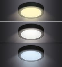 Solight LED mini panel CCT, prisadený, 18W, 1530lm, 3000K, 4000K, 6000K, okrúhly čierny