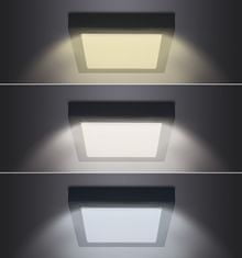 Solight LED mini panel CCT, prisadený, 24W, 1800lm, 3000K, 4000K, 6000K, štvorcový čierny