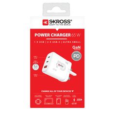 Skross USB A+C nabíjací adaptér Power Charger 65W GaN UK, Power Delivery, typ G