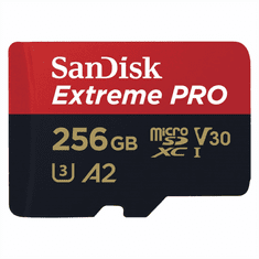 SanDisk Extreme PRO microSDXC 256GB + SD adaptér 200MB/s a 140MB/s A2 C10 V30 UHS-I U3