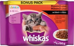 Whiskas Výprodej Whiskas 100gx 4ks kapsička junior masový výběr ve šťávě cat