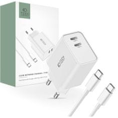 Tech-protect C35W sieťová nabíjačka 2x USB-C 35W + kábel USB-C, biela