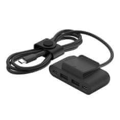 Belkin BOOST CHARGE 4-portový USB Power Extender (2xUSB-C, 2xUSB-A) až 30W + 2m USB-C kábel, čierna