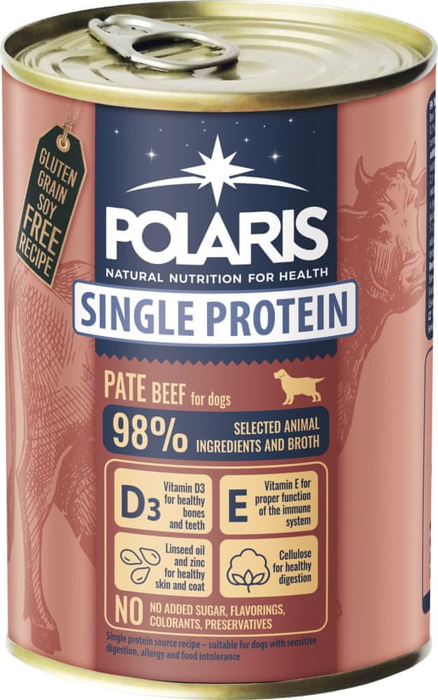 POLARIS Single Protein Paté konzerva pre psy hovädzie 6x400 g