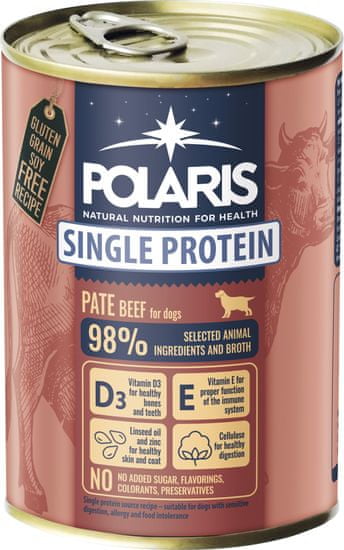 POLARIS Single Protein Paté konzerva pre psy hovädzie 6x400 g