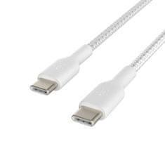 Belkin kábel opletaný USB-C - USB-C, 1m, biely