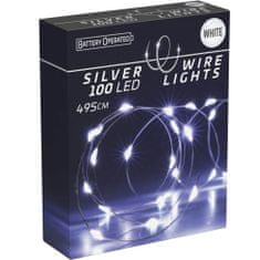 EDANTI Bleskové Drôtové Svetlá 100 Led Batériové Napájanie Vianočná Dekorácia Studená Biela 495 Cm