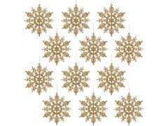 sarcia.eu Zlaté hviezdy, snehové vločky na stromček, ozdoby na stromček 10 cm, 12 ks. 