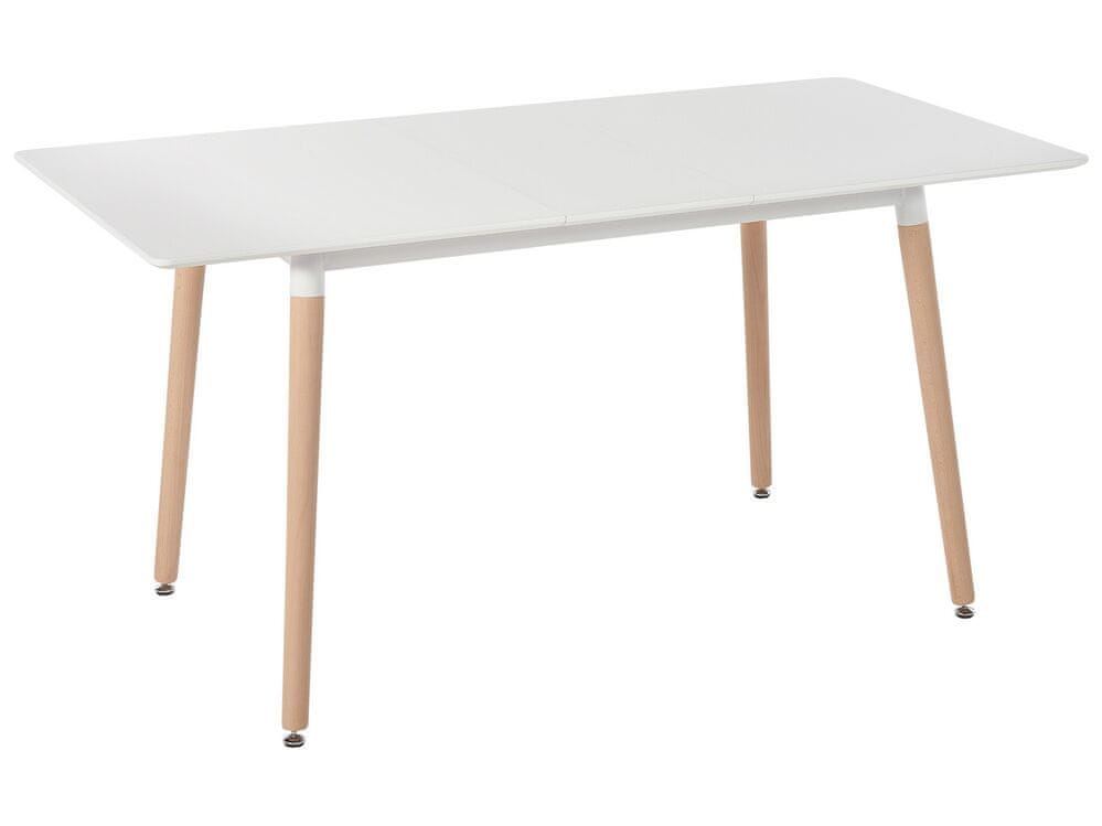 Beliani Rozťahovací jedálenský stôl 120/150 x 80 cm biela/svetlé drevo MIRABEL