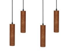 Beliani Závesná lampa so 4 svetlami tmavé drevo TUTAKI