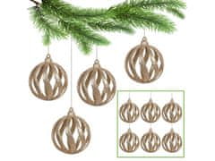sarcia.eu Zlaté ozdoby na vianočný stromček, sada prelamovaných guličiek, ozdoby na vianočný stromček 8 cm, 6 ks. 1 balik