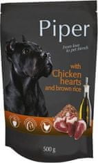 Piper PIPER s kuřecími srdíčky a hnědou rýží, kapsička pro psy 500g