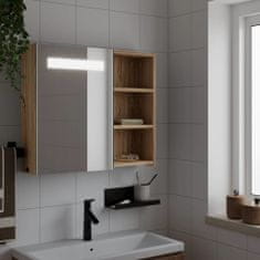 Vidaxl Zrkadlová skrinka do kúpeľne s LED svetlom dubová 60x13x52 cm