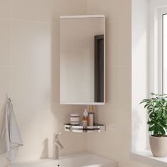 Vidaxl Rohová kúpeľňová zrkadlová skrinka biela 30x24x60 cm