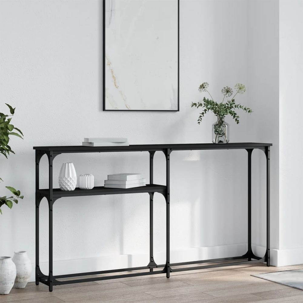 Petromila vidaXL Konzolový stolík čierny 145x22,5x75 cm kompozitné drevo