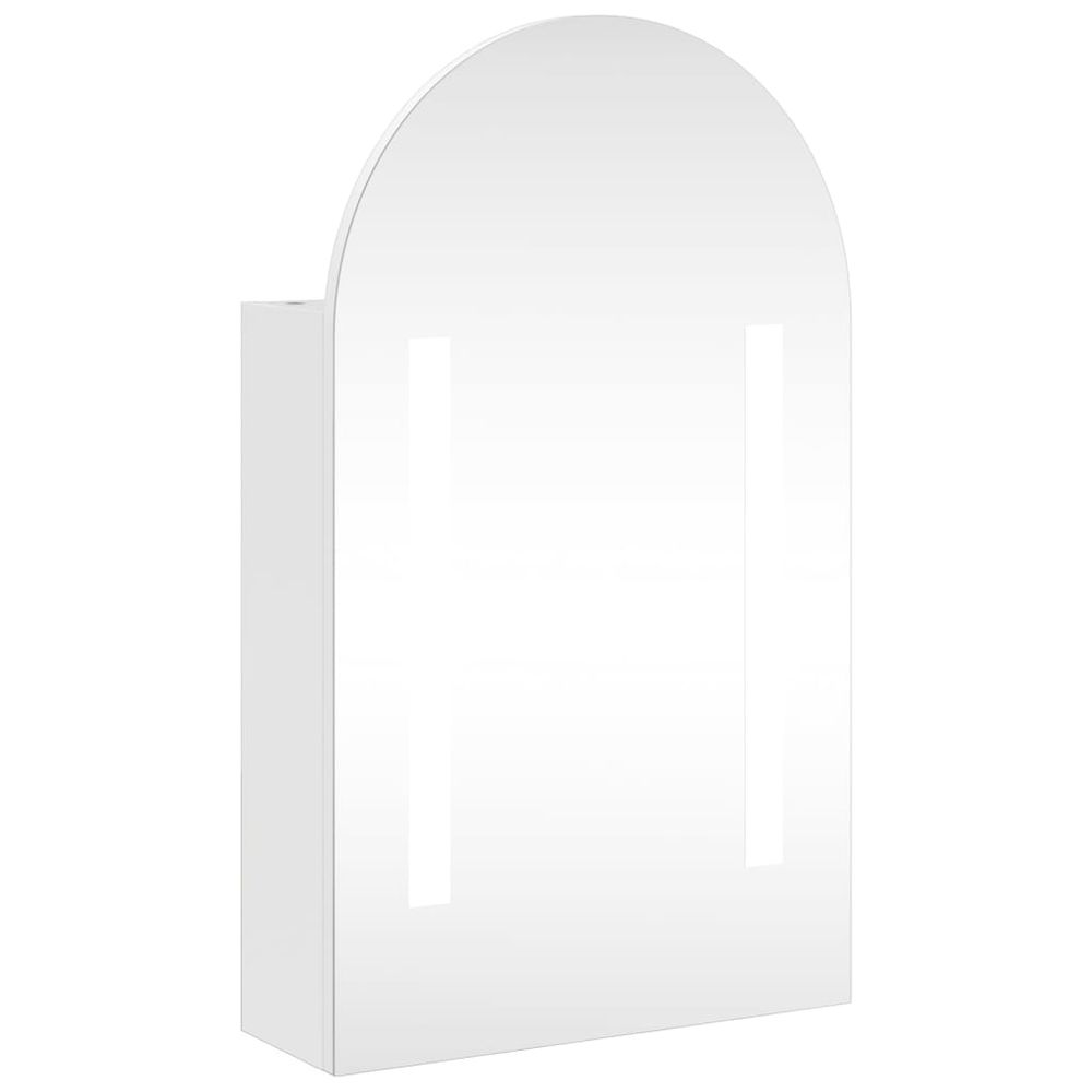 Vidaxl Kúpeľňová zrkadlová skrinka s LED oblúková biela 42x13x70 cm