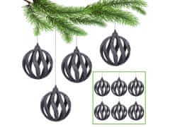 sarcia.eu Antracitové ozdoby na vianočný stromček, sada prelamovaných guličiek, ozdoby na vianočný stromček 8 cm, 6 ks. 1 balik
