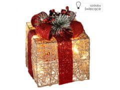 sarcia.eu Zlatý darček s LED mašľou, vianočná dekorácia 25cm 