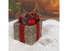 sarcia.eu Zlatý darček s LED mašľou, vianočná dekorácia 25cm 