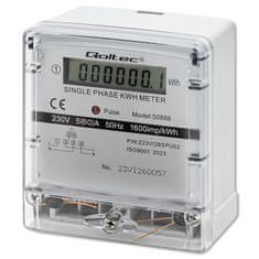 Qoltec Jednofázový elektronický merač | merač spotreby energie | 230V | LDC
