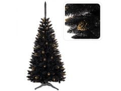sarcia.eu Čierna, umelý vianočný stromček, ghanský smrek, PVC, zlatá, 180 cm