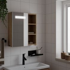 Vidaxl Zrkadlová skrinka do kúpeľne s LED svetlom dubová 45x13x52 cm