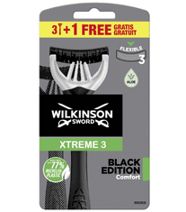 Wilkinson Sword Xtreme3 Black Edition jednorazový holiaci strojček 4ks (W302383700)
