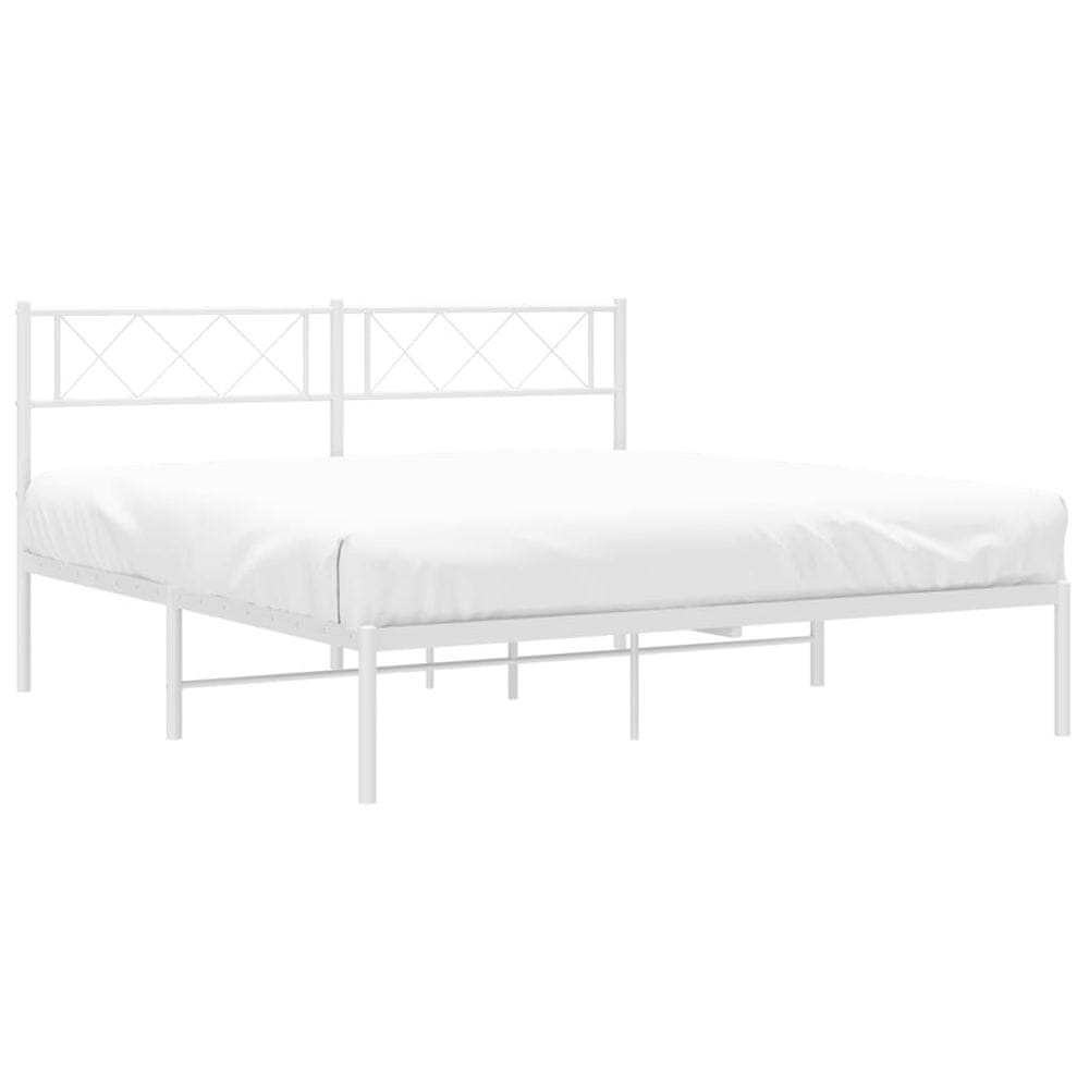 Vidaxl Kovový rám postele s čelom biely 120x190 cm