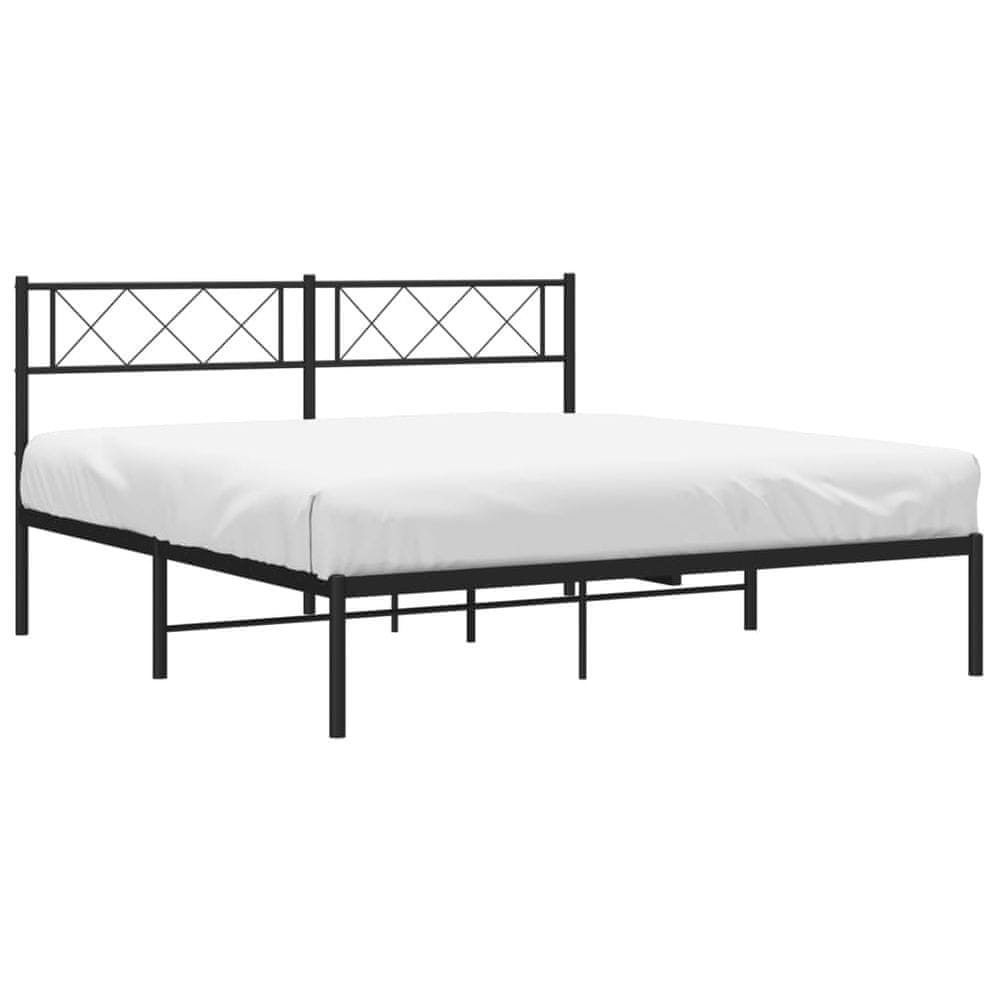 Vidaxl Kovový rám postele s čelom čierny 140x200 cm