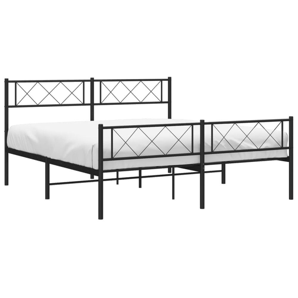 Vidaxl Kovový rám postele s čelom a podnožkou čierny 140x190 cm