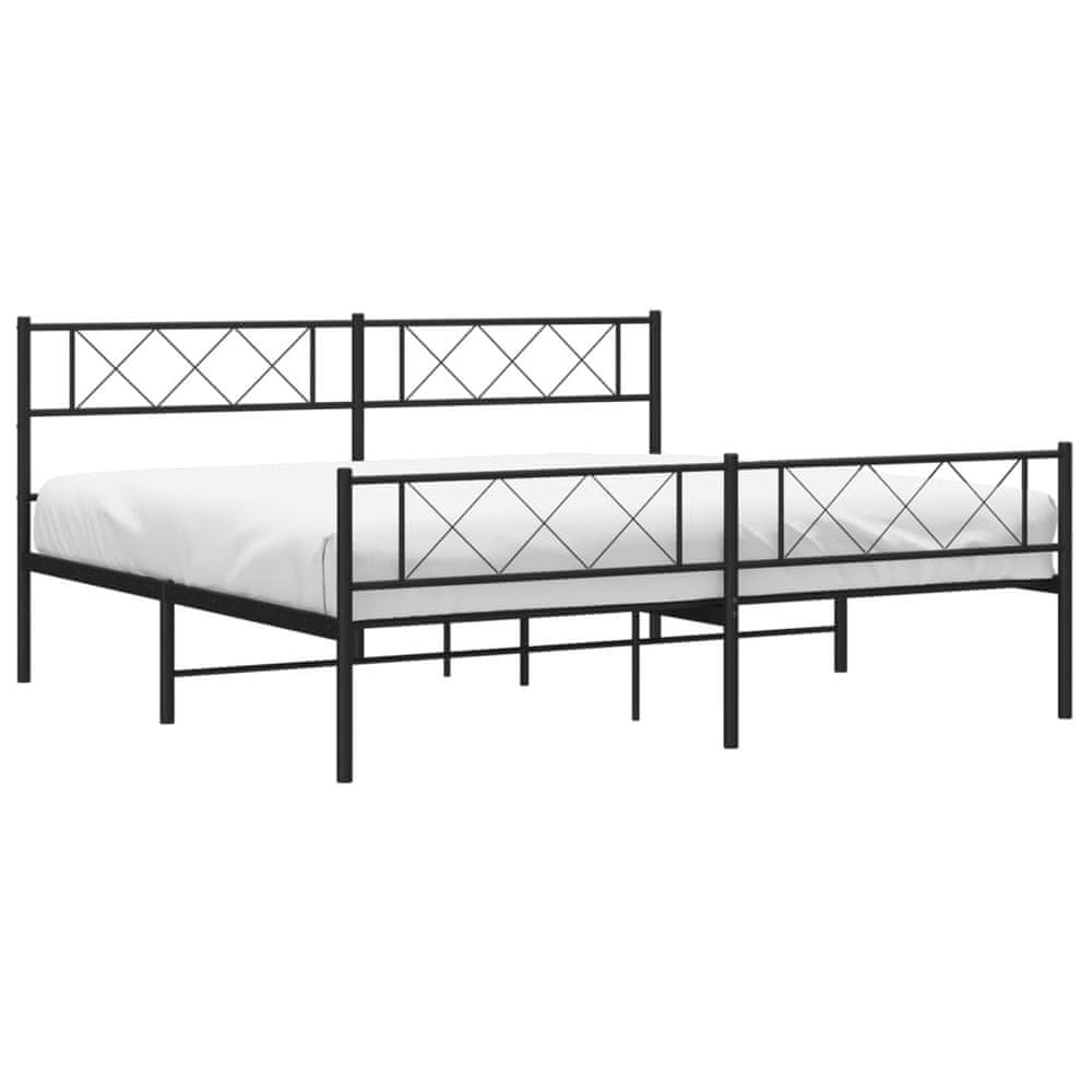 Vidaxl Kovový rám postele s čelom a podnožkou čierny 180x200 cm
