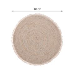 ModernHome Okrúhly jutový koberec so strapcami 80 cm