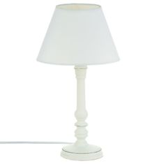 ModernHome Drevená nočná lampa Leo biela 36 cm