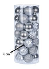 ModernHome Strieborné diamantové ozdoby na vianočný stromček 35 ks