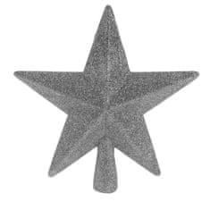 ModernHome Strieborná hviezda na vianočný stromček 19 cm