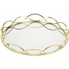 ModernHome Zlatý okrúhly podnos so zrkadlom 31 cm