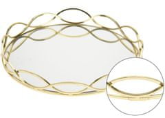 ModernHome Zlatý okrúhly podnos so zrkadlom 31 cm