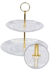 ModernHome Dvojúrovňový zlatý sklenený tanier