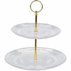ModernHome Dvojúrovňový zlatý sklenený tanier