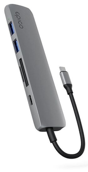EPICO 6v1 hliníkový húb 8K s USB-C konektorom 9915112100068 - vesmírne šedý