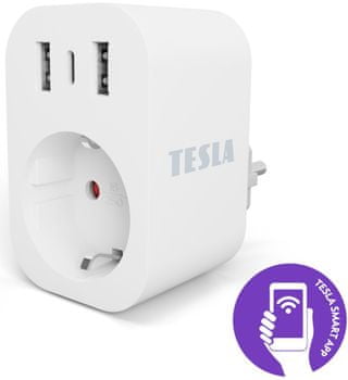 Tesla SMART Plug SP300 3 USB dva USB vstupy USB-C vstup nabíjanie viacerých zariadení súčasne sprievodná ovládacia aplikácia prehľad spotreby elektrickej energie automatizácia inteligentná domácnosť tvorba scenárov nabíjanie viacerých zariadení inteligentná zásuvka Wi-Fi 2, 4 GHz diaľkové ovládanie vytváranie scenárov simulujúcich prítomnosť v dome ovládanie svetiel a spotrebičov na diaľku inteligentná zásuvka ovládanie mobilom diaľkové ovládanie mobilná aplikácia kontrola nad svetlami a spotrebičmi bezdrôtová smart zásuvka hlasový asistent automatizácia nastavenie automatizácie zobrazenie aktuálnej spotreby energie spotreba energie