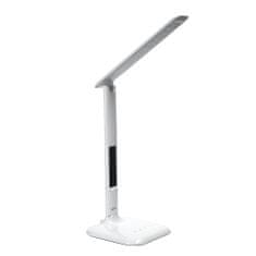 Solight LED stmievateľná stolná lampička s displejom, 6W, voľba teploty svetla, biely lesk; WO43