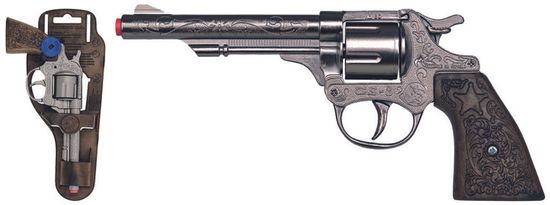 Gonher Revolver kovbojský strieborný, kovový - 8 rán