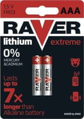 GP lítiová batéria 1,5 V RAVER AAA (R03) Extreme 2ks blister